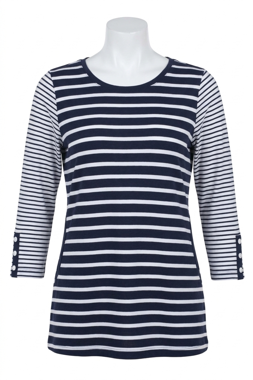 NEW E.L.I. the vela top in navy/white